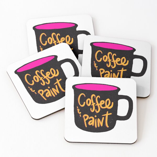 Item preview, Coffee & paint - coffee mug silhouette with hot pink, chalkboard lettering designed and sold by thephoenixsoul.