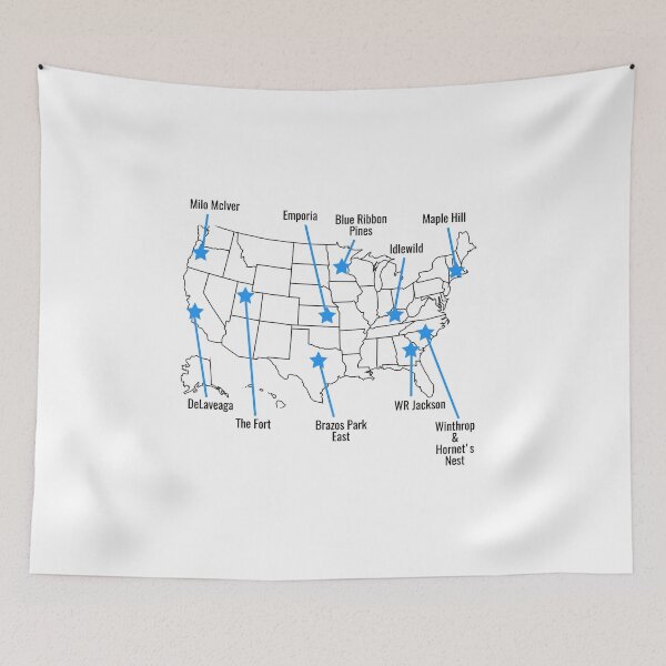 Aperçu de l'œuvre Carte des États-Unis du disc golf créée et vendue par bsey.