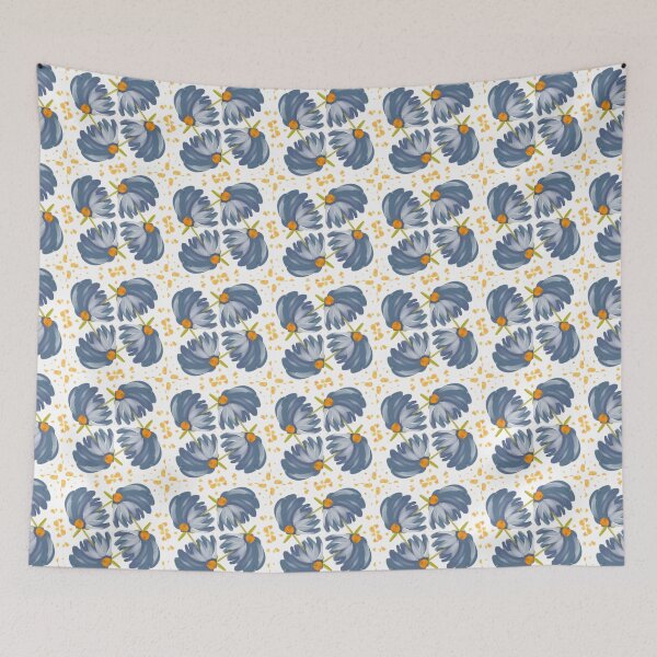 Item preview, Painted Yellow and Blue Swirl Spiral Floral Feminine Geometric Pattern designed and sold by cozycaroline.