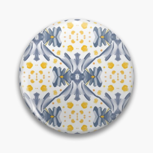 Item preview, Painted Yellow and Blue Swirl Spiral Floral Feminine Geometric Pattern designed and sold by cozycaroline.