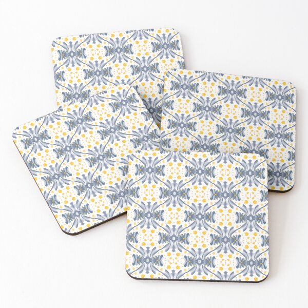 Item preview, Painted Yellow and Blue Swirl Spiral Floral Feminine Geometric Pattern designed and sold by cozycaroline.