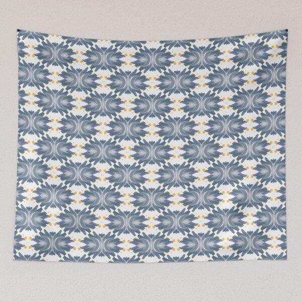Item preview, Painted Yellow and Blue Swirl Spiral Floral Feminine Geometric Pattern designed and sold by cozycaroline.