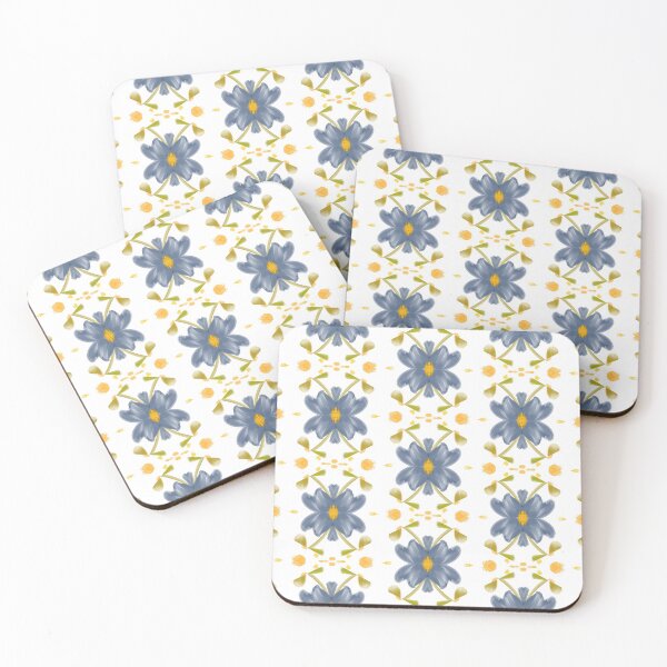 Item preview, Painted Yellow and Blue Swirl Spiral Floral Feminine Geometric Pattern designed and sold by cozycaroline.