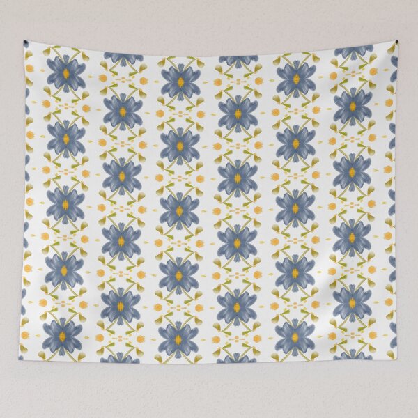 Item preview, Painted Yellow and Blue Swirl Spiral Floral Feminine Geometric Pattern designed and sold by cozycaroline.
