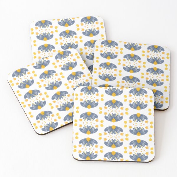 Item preview, Painted Yellow and Blue Swirl Spiral Floral Feminine Geometric Pattern designed and sold by cozycaroline.