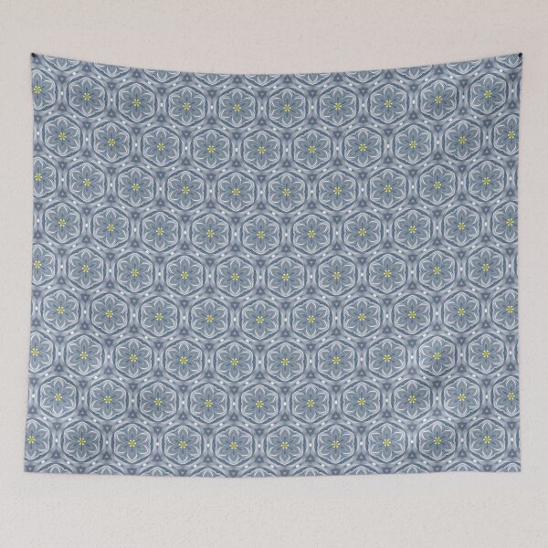 Item preview, Painted Yellow and Blue Swirl Spiral Floral Feminine Geometric Pattern designed and sold by cozycaroline.