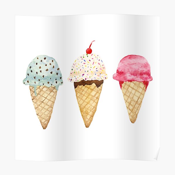 Tasty Ice Cream Cones Poster