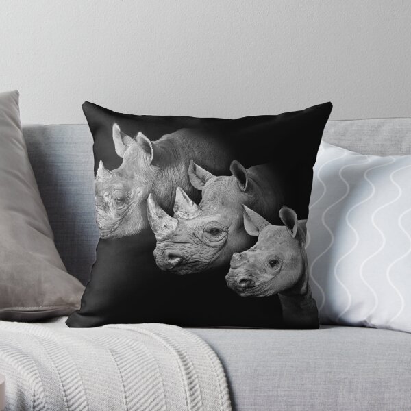 Rhino Family Portrait Throw Pillow