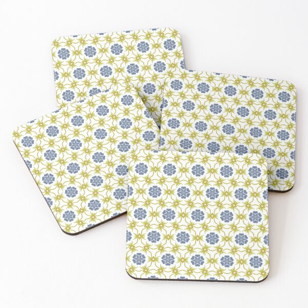 Item preview, Painted Yellow and Blue Swirl Spiral Floral Feminine Geometric Pattern designed and sold by cozycaroline.