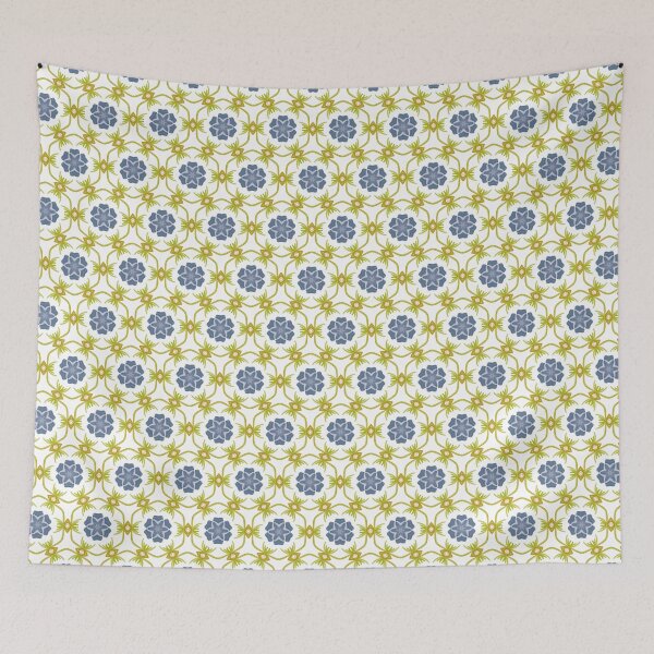 Item preview, Painted Yellow and Blue Swirl Spiral Floral Feminine Geometric Pattern designed and sold by cozycaroline.