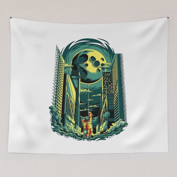Item preview, Moon with Astronaute in the city designed and sold by Shopp' in.