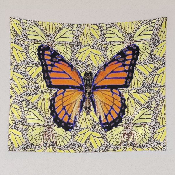 Item preview, MONARCH BUTTERFLY ON BUTTERFLY ABSTRACT DRAWING PATTERN designed and sold by sharlesart.