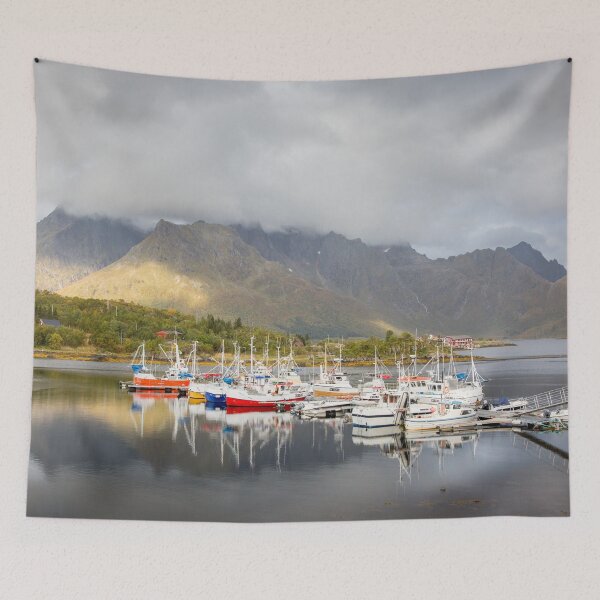 Item preview, Boats in Lofoten Islands designed and sold by Dominika Aniola.