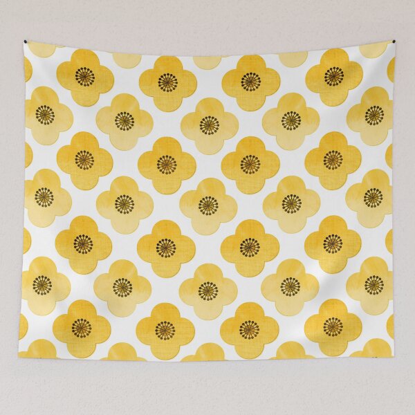 Item preview, Yellow retro flower geometric  textured designed and sold by MagentaRose.