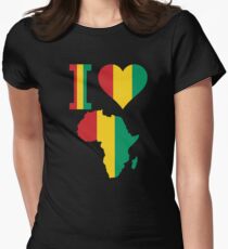 I love Guinea Conakry flag Africa Map t-shirt Women's Fitted T-Shirt
