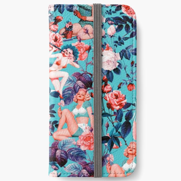 Pinup and Floral Pattern iPhone Wallet
