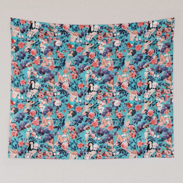 Item preview, Pinup and Floral Pattern designed and sold by Burcu Korkmazyurek.