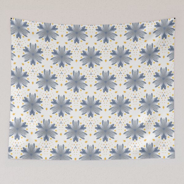 Item preview, Painted Yellow and Blue Floral Feminine Geometric Pattern designed and sold by cozycaroline.