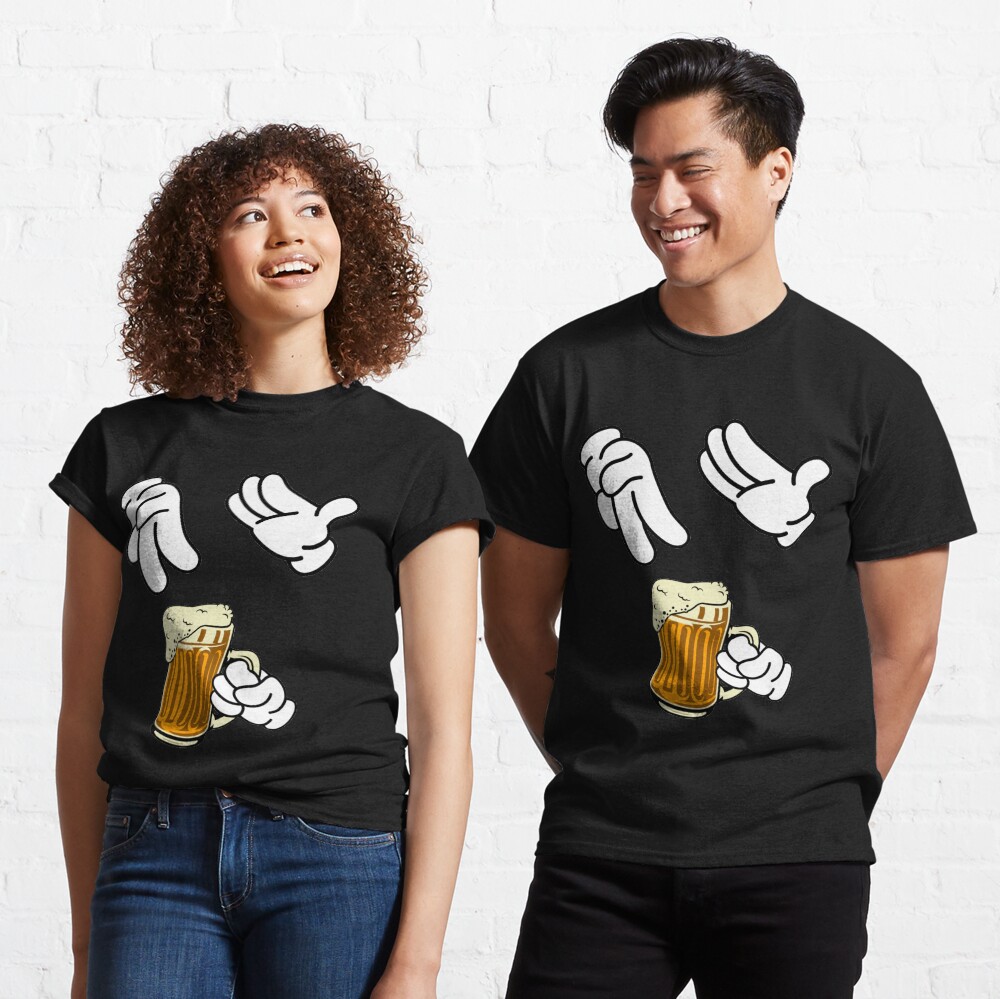 Lustiges Schere Stein Paar Bier Bierliebhaber T-Shirt