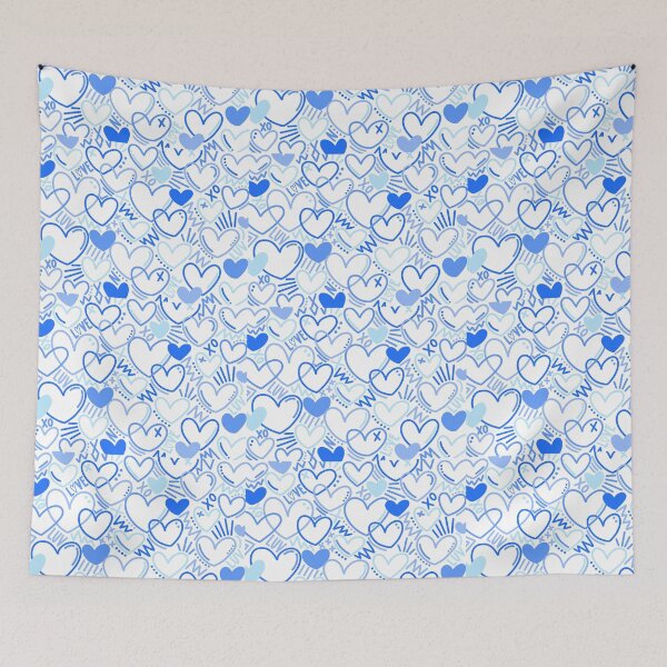 Item preview, blue graffiti hearts designed and sold by lizziesumner.
