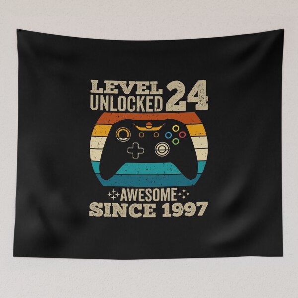 Item preview, level 24 unlocked awesome since 1997, vintage 1997 t shirt, 24th birthday shirt, gaming shirt, gaming birthday, video game controller shirt designed and sold by T-DESIGNEDZ.