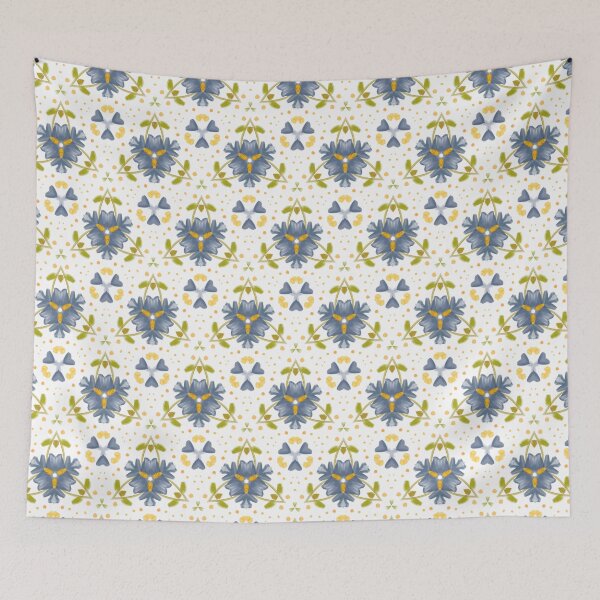Item preview, Painted Yellow and Blue Floral Feminine Geometric Pattern designed and sold by cozycaroline.