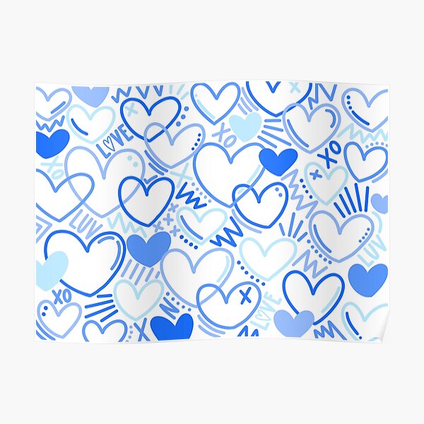 blue graffiti hearts Poster