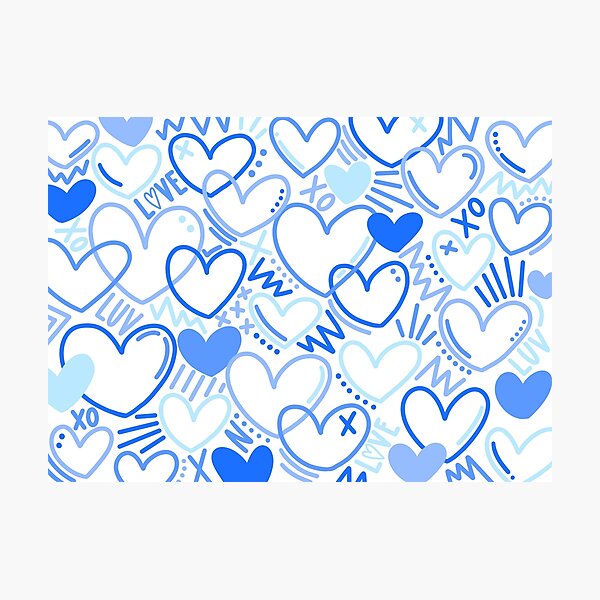 Item preview, blue graffiti hearts designed and sold by lizziesumner.
