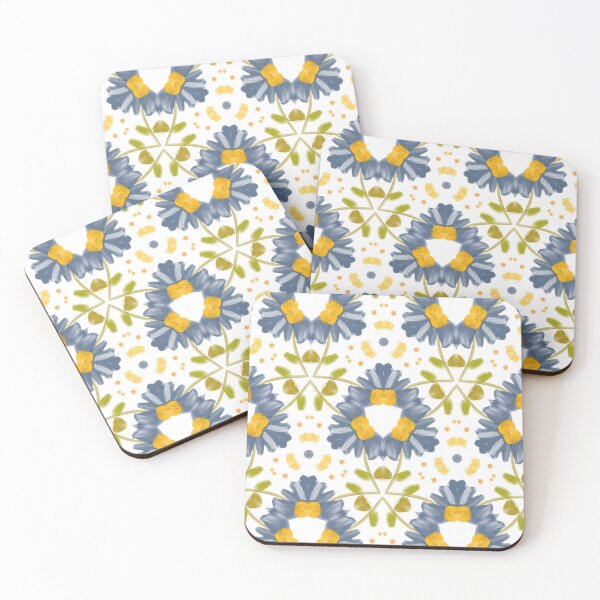 Item preview, Painted Yellow and Blue Floral Feminine Geometric Pattern designed and sold by cozycaroline.