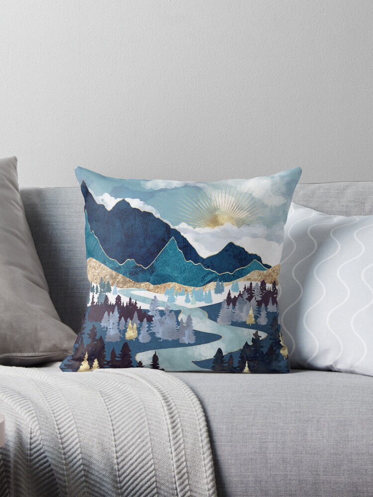 Thumbnail 1 of 4, Pillow, Valley Sunrise designed and sold by spacefrogdesign.