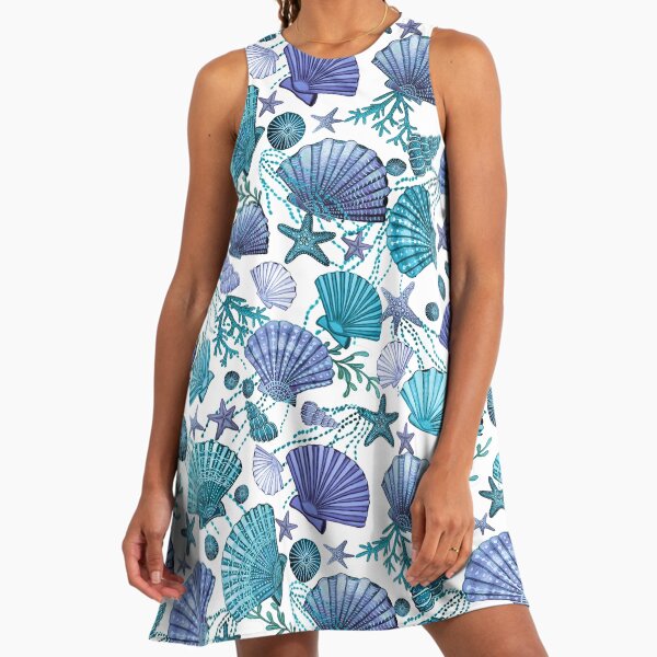 starfish blue seashells on white" A-Line Dress for Sale by MagentaRose | Redbubble starfish blue seashells on white" A-Line Dress for Sale by MagentaRose | Redbubble