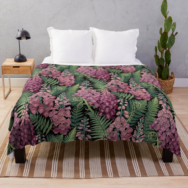 Ferns and Foxgloves Throw Blanket