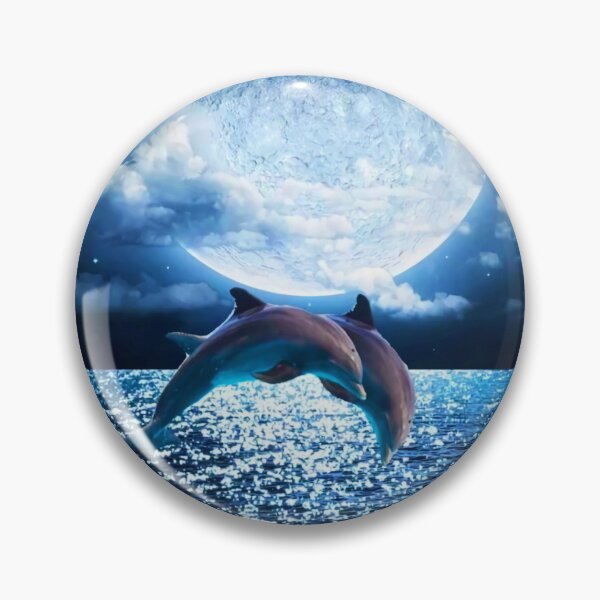 Item preview, Dolphins Jumping Animal Full Moon designed and sold by Julietgomes.