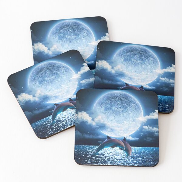 Item preview, Dolphins Jumping Animal Full Moon designed and sold by Julietgomes.