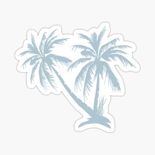 Sea And Palm Tree Stickers Isolated On White Stock Illustration - Download  Image Now - Art, Blue, Bright - iStock