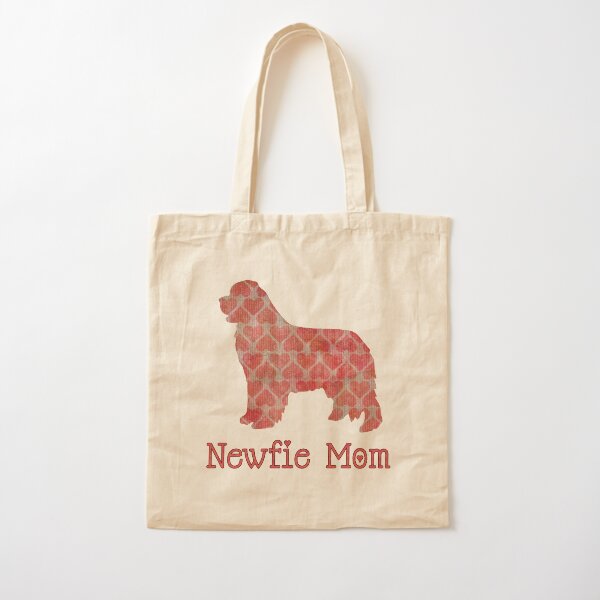 Newfie Mom in Pink Hearts Cotton Tote Bag