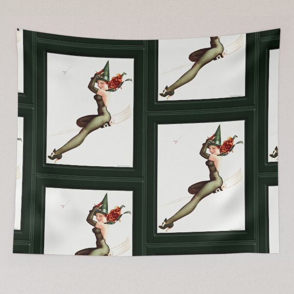 Item preview, Witch On A Broomstick by George Brown Petty Wall Decor Xzendor7 Old Masters Art Reproductions designed and sold by Xzendor7 Digital Art Creations.
