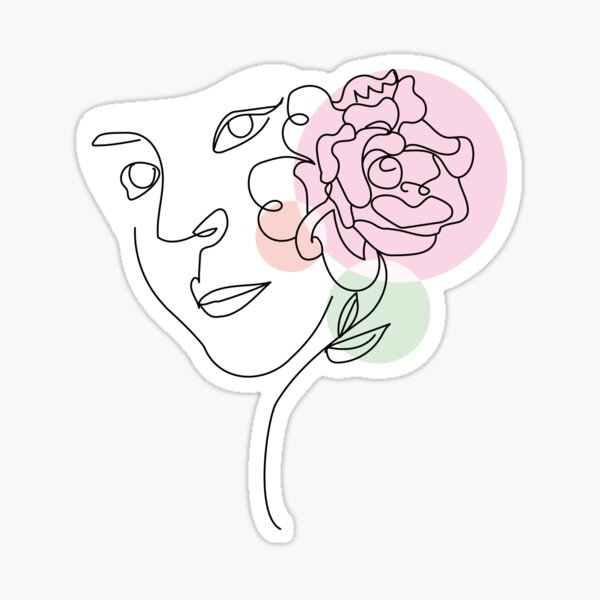 abstract lady, line art woman Sticker