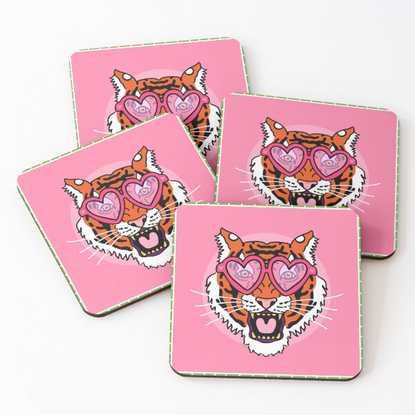 Item preview, Fabulous Tiger Pink heart Sunglasses Pop Art designed and sold by trajeado14.