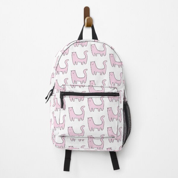 Item preview, Cute Silly Simple Minimalist Pastel Pink Cat White Pattern designed and sold by Charredsky.