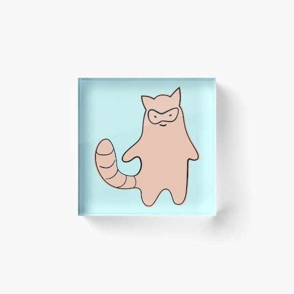 Item preview, Cute Silly Simple Minimalist Pastel Orange Racoon on Aqua designed and sold by Charredsky.