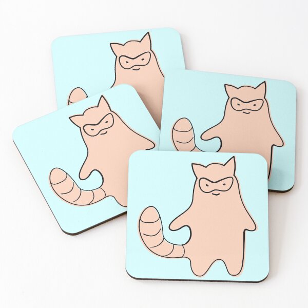 Item preview, Cute Silly Simple Minimalist Pastel Orange Racoon on Aqua designed and sold by Charredsky.