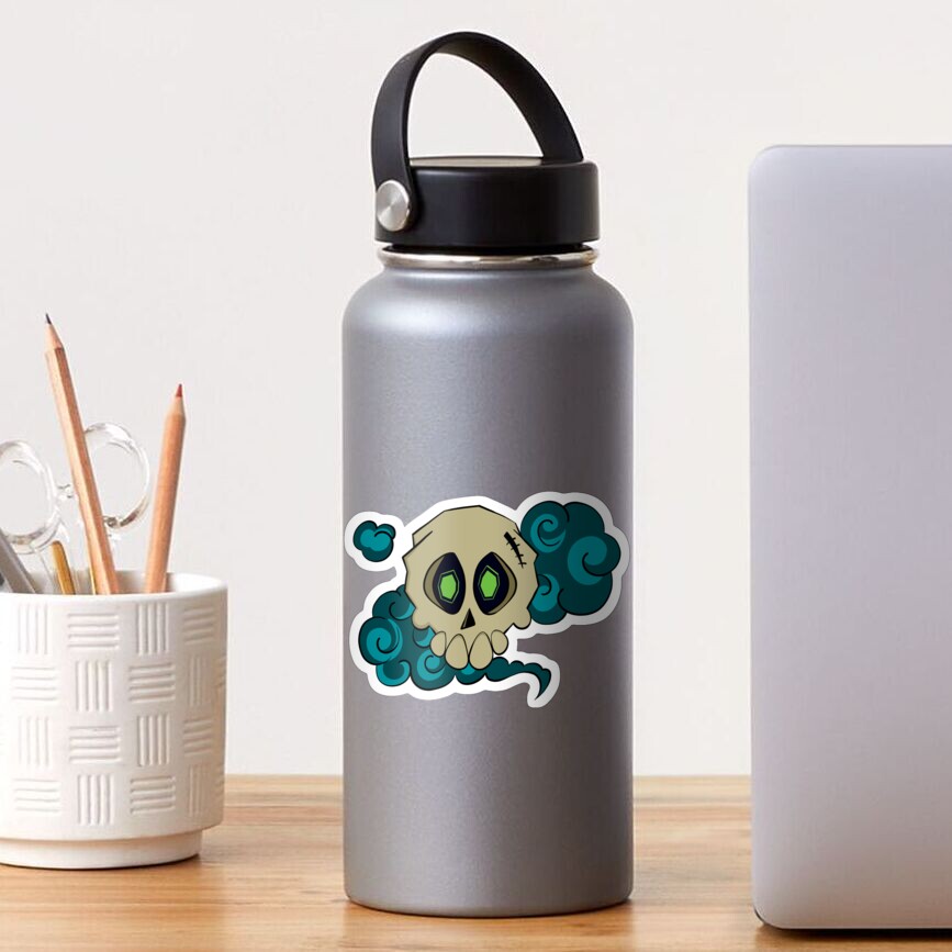 Skull with fog (green) Sticker