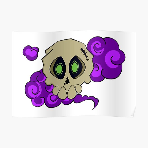 Skull with fog (purple) Poster