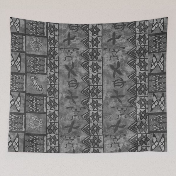 Item preview, Vintage Hawaiian Tapa Lava Gray designed and sold by J Marielle Designs.