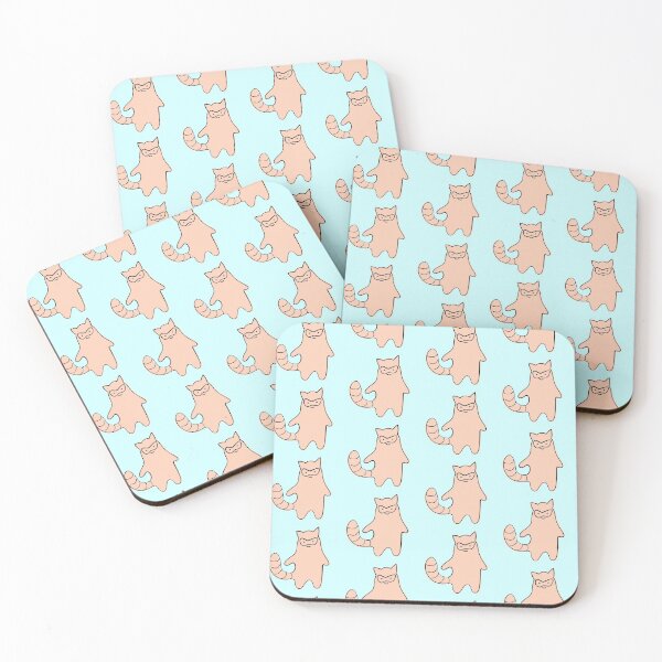 Item preview, Cute Silly Simple Minimalist Pastel Orange Racoon Aqua Pattern designed and sold by Charredsky.