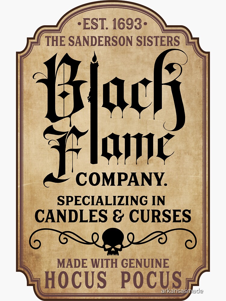 "Black Flame Candle Company Sticker" Sticker for Sale by arkansasmade