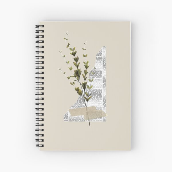 Newspaper Greenery- dark academia collage Spiral Notebook