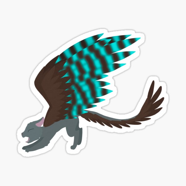 Blue Winged Cat stretching Sticker