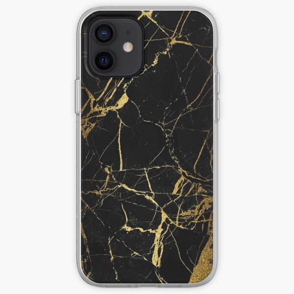 gold and black marble iPhone Soft Case